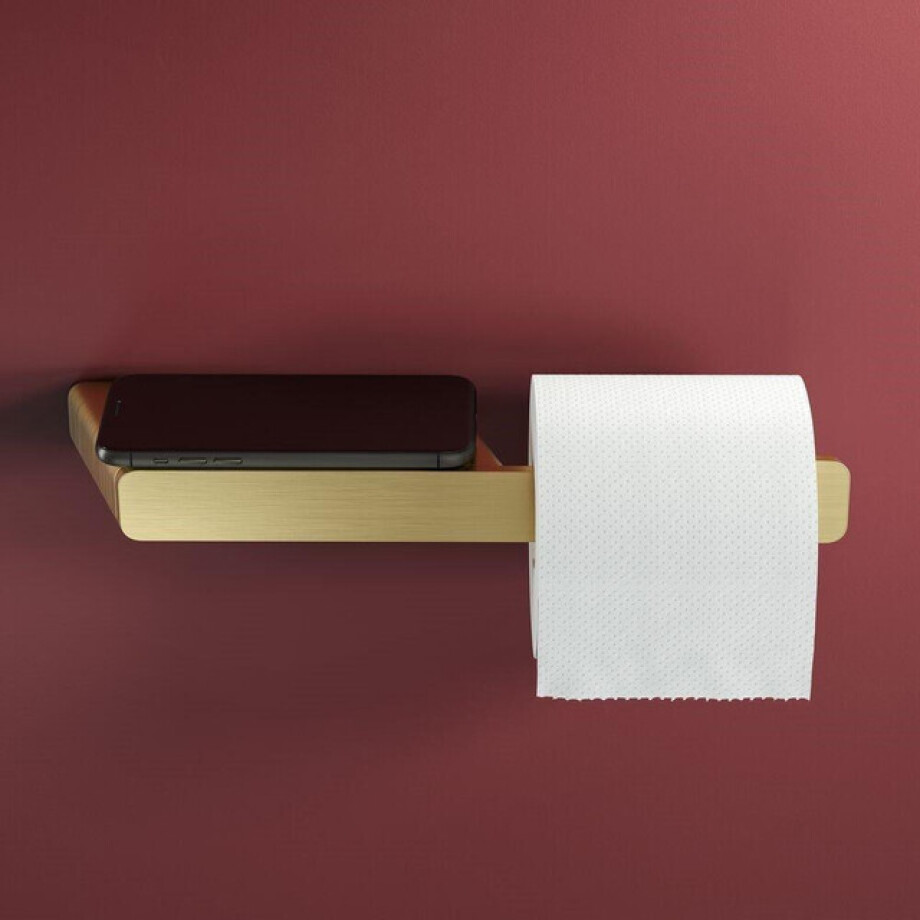 Geesa Shift Toiletrolhouder zonder klep met planchet Goud geborsteld 919924-07 Geesa Shift Toiletrolhouder zonder klep met planchet Goud geborsteld 919924-07 afbeelding 1
