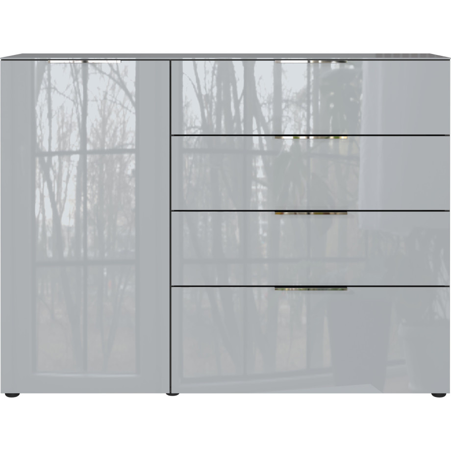 GERMANIA Dressoir OAKLAND in 2 breedten, fronten en bovenblad met glas-inlay afbeelding 1