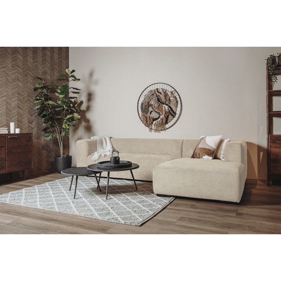 Sohome 2,5-zits Loungebank 'Moiré' Rechts, kleur Crème afbeelding 1