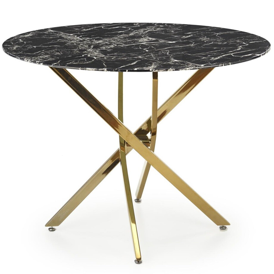 Glazen eettafel Raymond 100 cm breed marmer zwart Glazen eettafel Raymond 100 cm breed marmer zwart afbeelding 1