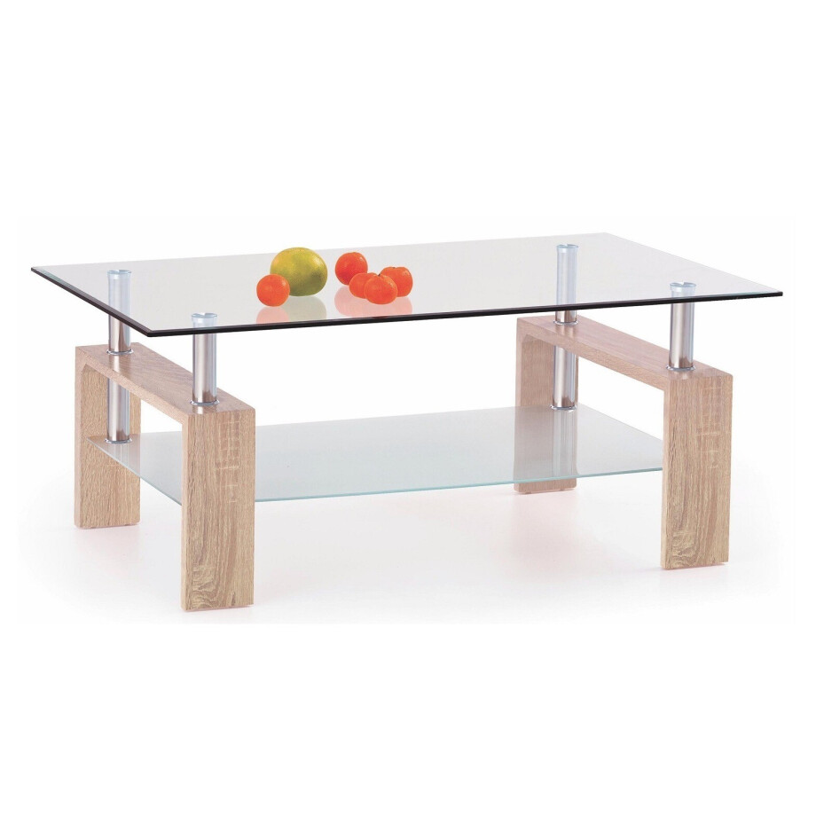 Glazen salontafel Diana H 110 cm breed in sonoma eiken Glazen salontafel Diana H 110 cm breed in sonoma eiken afbeelding 1