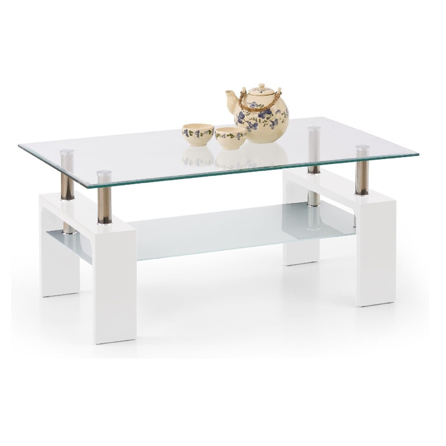 Glazen salontafel Diana intro 100 cm breed in wit afbeelding 1