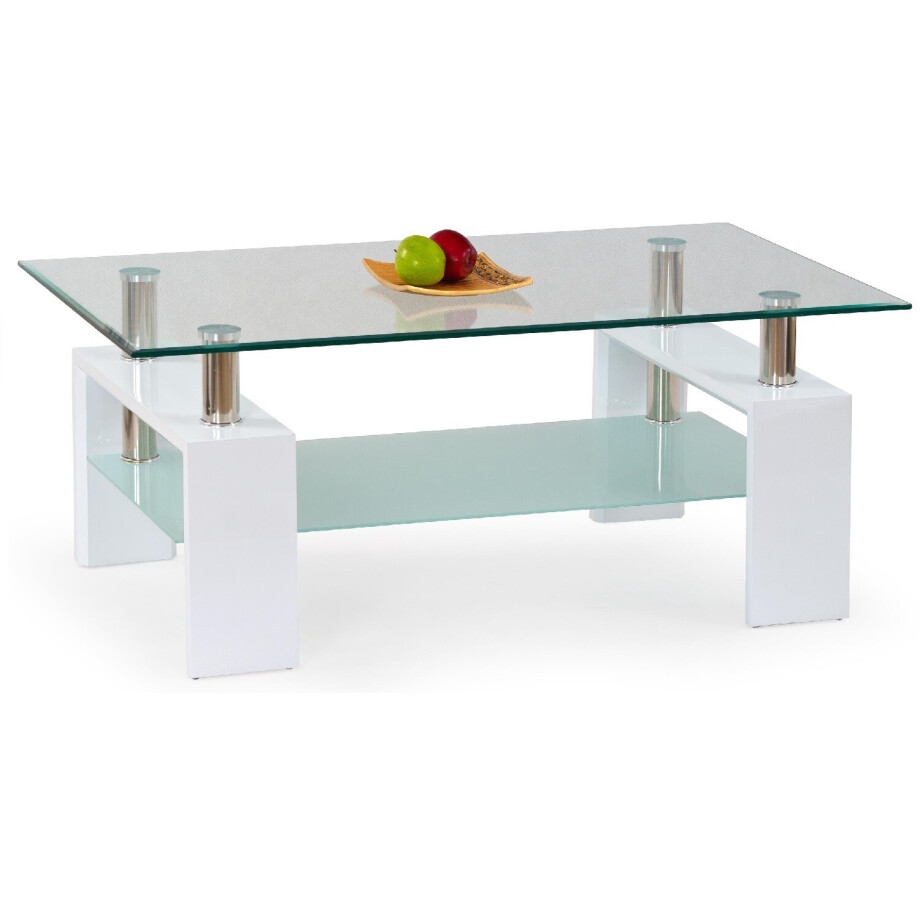 Glazen salontafel Diana H 110 cm breed in wit Glazen salontafel Diana H 110 cm breed in wit afbeelding 1