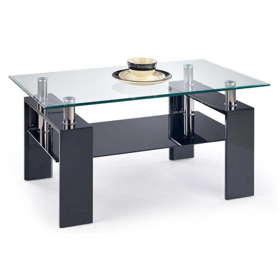 Glazen salontafel Diana H 110 cm breed in zwart Glazen salontafel Diana H 110 cm breed in zwart afbeelding