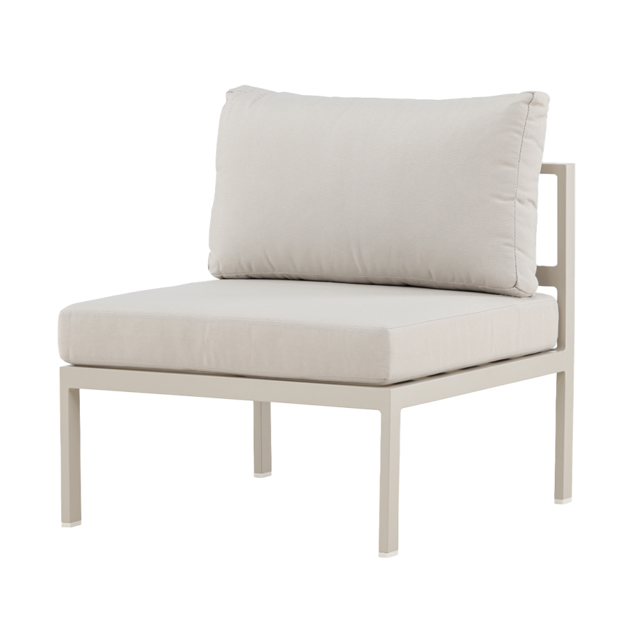 Glen aluminium modulair tuin bankelement beige met beige zitkussens- 74 x 65 cm Glen aluminium modulair tuin bankelement beige met beige zitkussens- 74 x 65 cm afbeelding 1