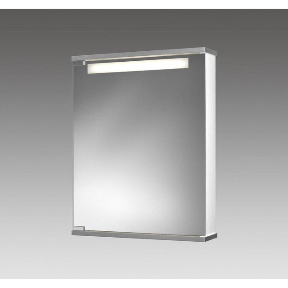 Go by Van Marcke Cento LS Spiegelkast - 50x65x14cm - MDF wit - lamp T5 8W - spiegeldeur kristalglas - satijnen lichtvenster - verstelbare glazen - legplanken - 1 stopcontact 114311020-0140 afbeelding 1