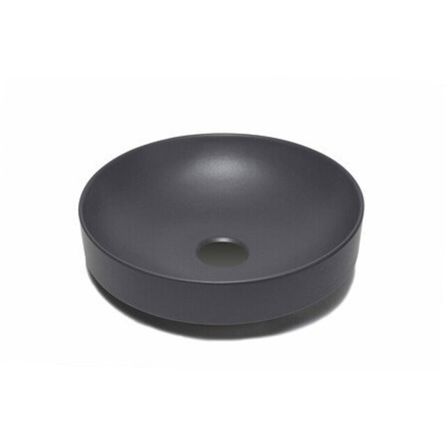 GO by Van Marcke waskom - 40x40x9cm - opbouw - rond - porselein mat zwart afbeelding 1