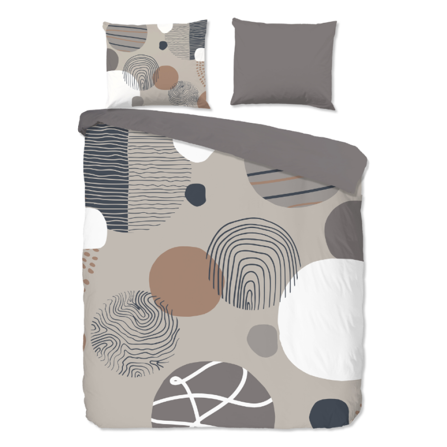 Dekbedovertrek Katoen - Hendrik - Eenpersoons (140x200 Cm) - Meerkleurig & Grijs Katoen - Stippen & Abstract - Good Morning - Dekbed-Discounter.nl afbeelding 1