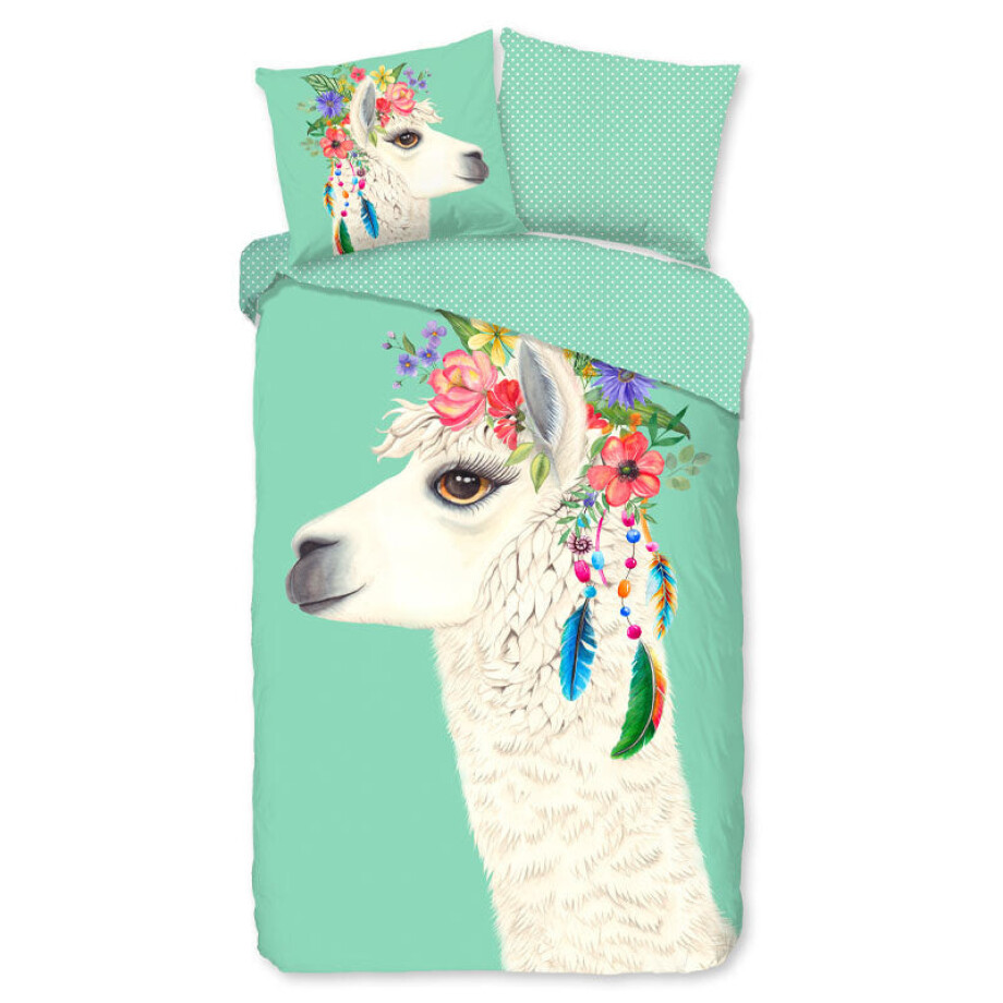 Kinderdekbedovertrek Katoen - 140x200 Cm Groen & Meerkleurig - Bloemen & Dieren & Stippen - Good Morning - Dekbed-Discounter.nl Kinderdekbedovertrek Katoen - 140x200 Cm Groen & Meerkleurig - Bloemen & Dieren & Stippen - Good Morning - Dekbed-Discounter.nl afbeelding 1