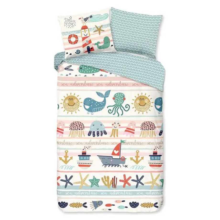 Kinderdekbedovertrek Katoen - 140x200 Cm Wit & Meerkleurig - Natuur & Dieren & Strepen - Good Morning - Dekbed-Discounter.nl Kinderdekbedovertrek Katoen - 140x200 Cm Wit & Meerkleurig - Natuur & Dieren & Strepen - Good Morning - Dekbed-Discounter.nl afbeelding 1