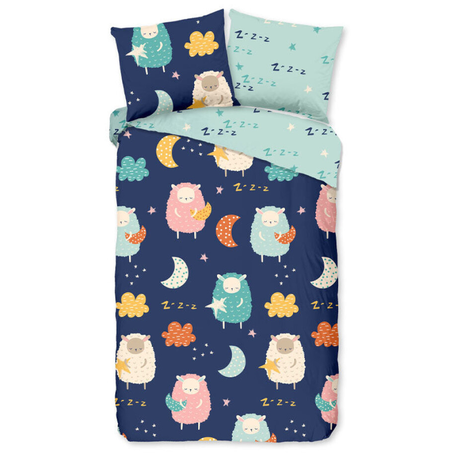 Kinderdekbedovertrek Katoen - 140x200 Cm Blauw & Meerkleurig - Dieren & Stippen - Good Morning - Dekbed-Discounter.nl Kinderdekbedovertrek Katoen - 140x200 Cm Blauw & Meerkleurig - Dieren & Stippen - Good Morning - Dekbed-Discounter.nl afbeelding 1