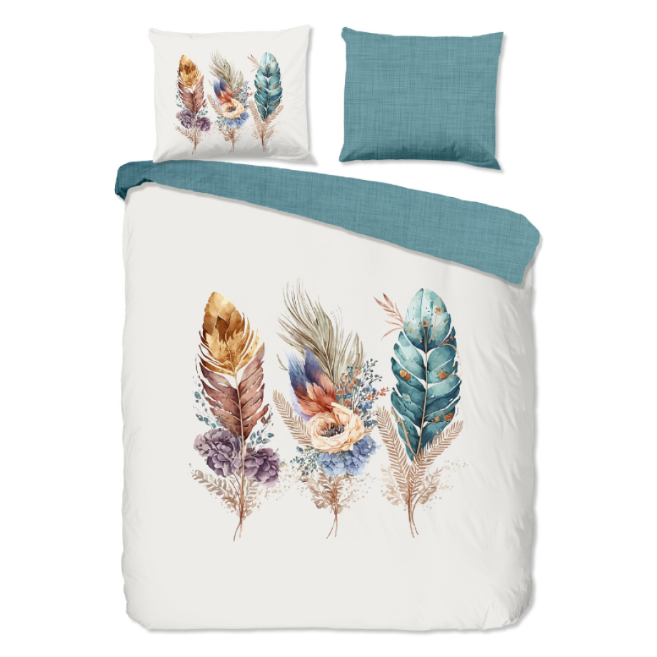 Dekbedovertrek Katoen - Via - Lits-Jumeaux (240x220 Cm) - Meerkleurig Katoen - Bloemen & Veren - Good Morning - Dekbed-Discounter.nl afbeelding 1