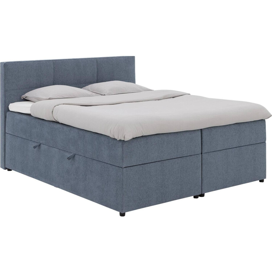 Goossens Basic Boxspring Compleet Store Storage Box, Vlak 160 x 200 cm (=2x 80 x 200 cm) met hoofdbord zonder voetbord incl. 2x matras afbeelding 1