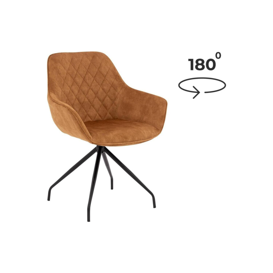 Goossens Basic Eetkamerstoel Ebi geel velvet stof graden draaibaar met return functie met armleuning, elegant chic Goossens Basic Eetkamerstoel Ebi geel velvet stof graden draaibaar met return functie met armleuning, elegant chic afbeelding 1