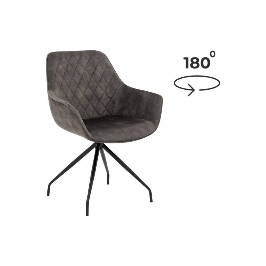Goossens Basic Eetkamerstoel Ebi groen velvet stof graden draaibaar met return functie met armleuning, elegant chic Goossens Basic Eetkamerstoel Ebi groen velvet stof graden draaibaar met return functie met armleuning, elegant chic afbeelding 1