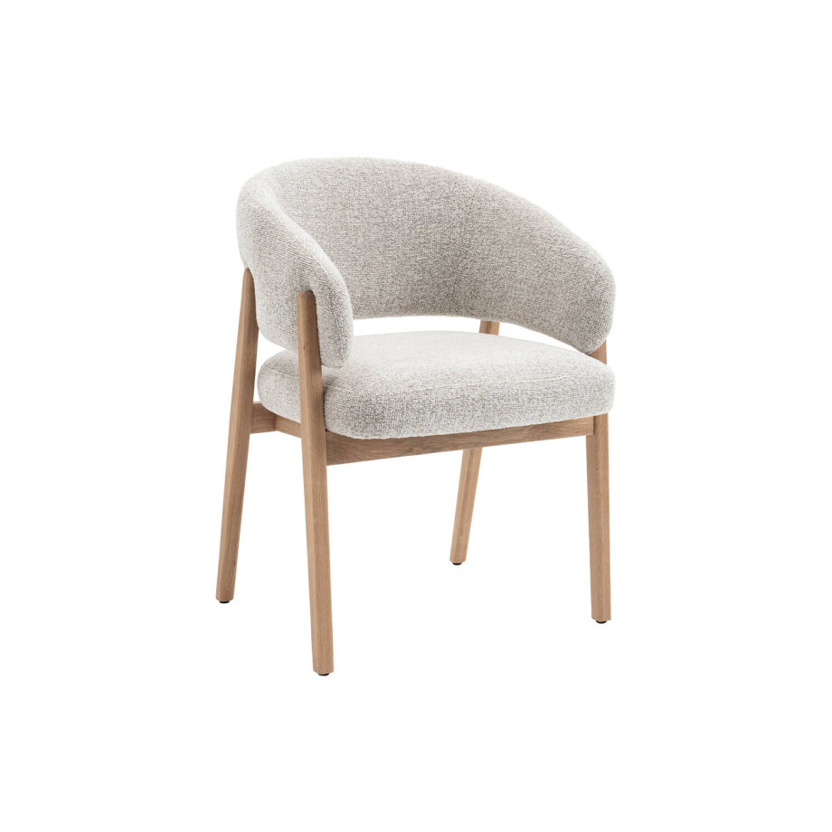 Goossens Eetkamerstoel Hayley met Massief Houten Frame beige stof met armleuning, Goossens Eetkamerstoel Hayley met Massief Houten Frame beige stof met armleuning, afbeelding 1