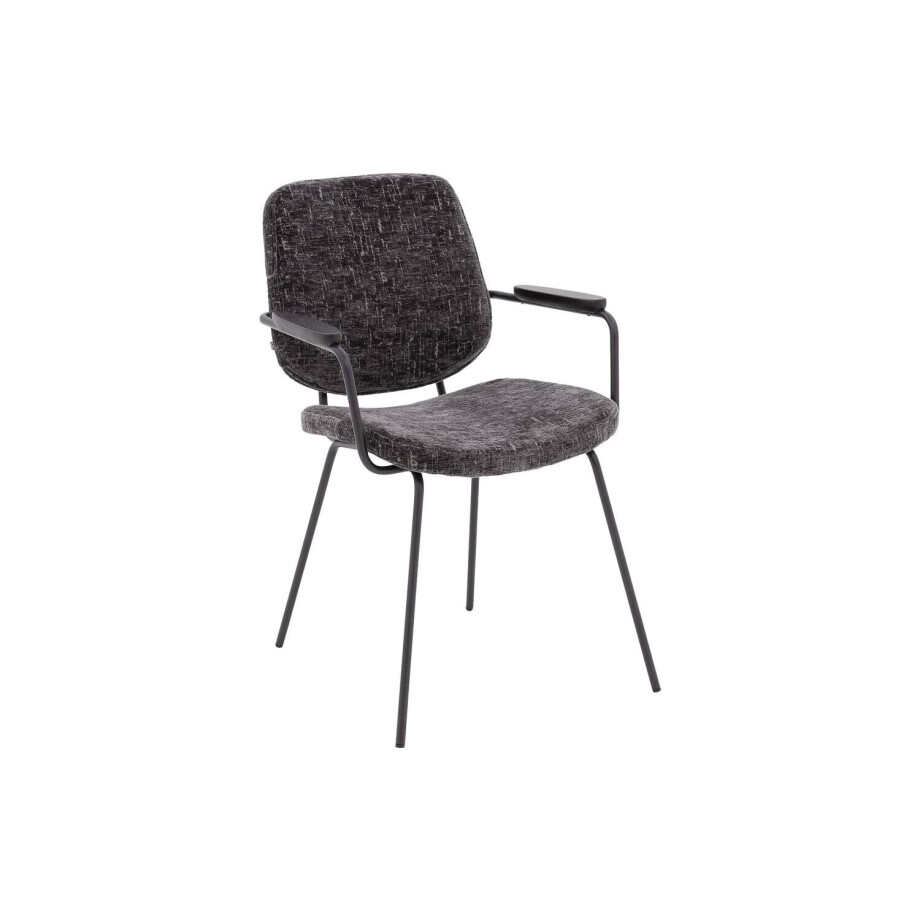 Goossens Eetkamerstoel Hjalmar antraciet stof met armleuning, modern design afbeelding 1