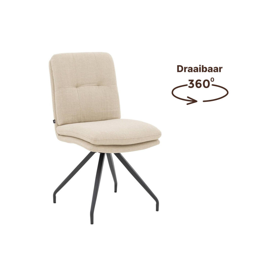 Goossens Eetkamerstoel Mirthe beige stof graden draaibaar leuning, modern design Goossens Eetkamerstoel Mirthe beige stof graden draaibaar leuning, modern design afbeelding 1