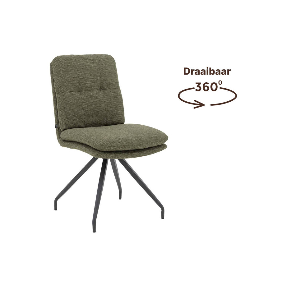 Goossens Eetkamerstoel Mirthe groen stof graden draaibaar leuning, modern design afbeelding 1