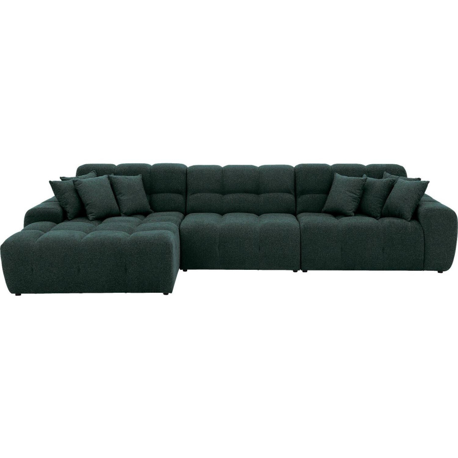 Goossens Excellent Bank Kubus - 30 X 30 Cm Stiksel blauw, stof, 1,5-zits, modern design met chaise longue links afbeelding 1