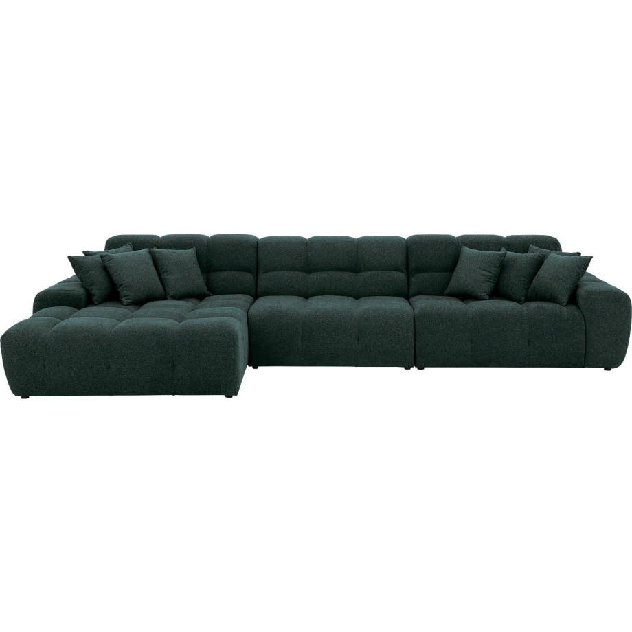 Goossens Excellent Bank Kubus - 30 X 30 Cm Stiksel blauw, stof, 1,5-zits, modern design met chaise longue links afbeelding 1