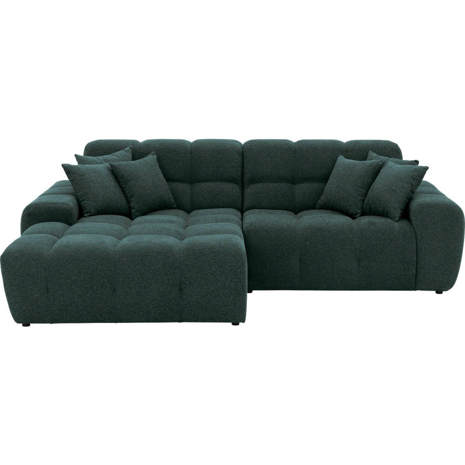 Goossens Excellent Bank Kubus - 30 X 30 Cm Stiksel blauw, stof, 1,5-zits, modern design met chaise longue links afbeelding 1