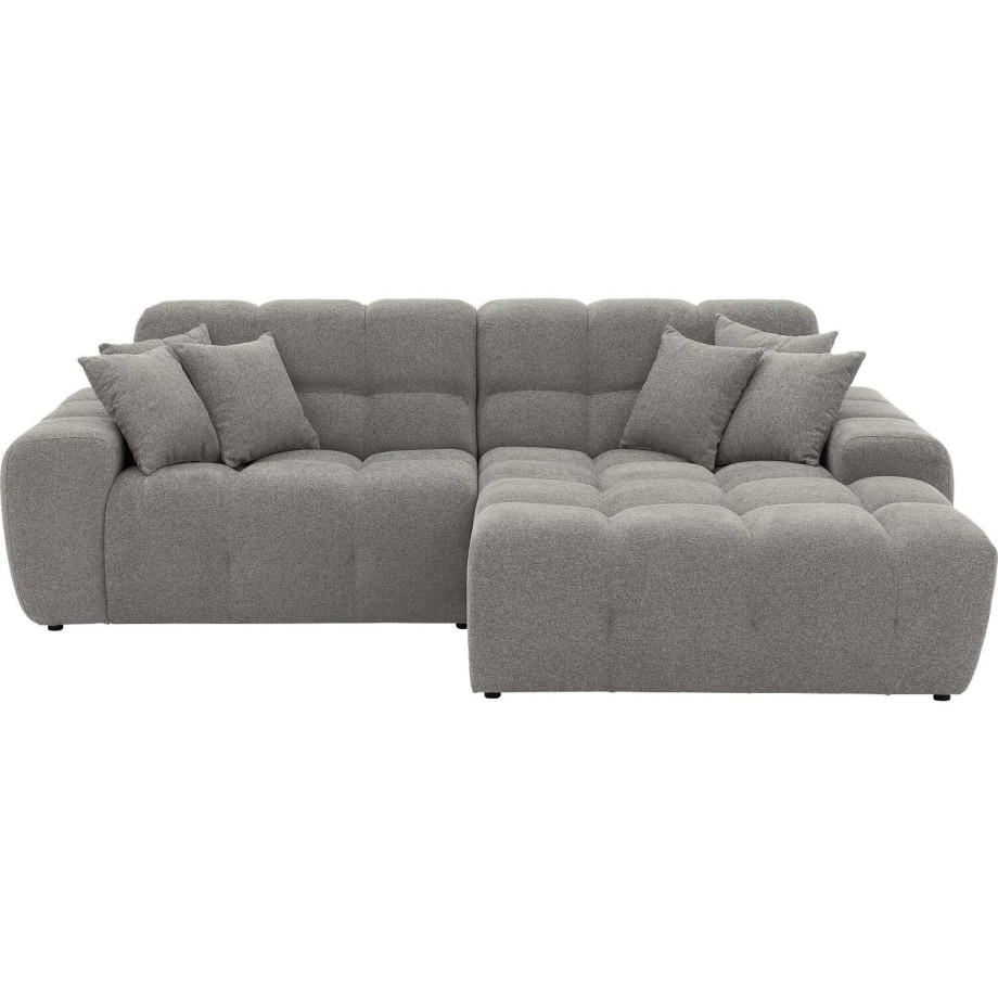 Goossens Excellent Bank Kubus - 30 X 30 Cm Stiksel grijs, stof, 1,5-zits, modern design met chaise longue rechts afbeelding 1