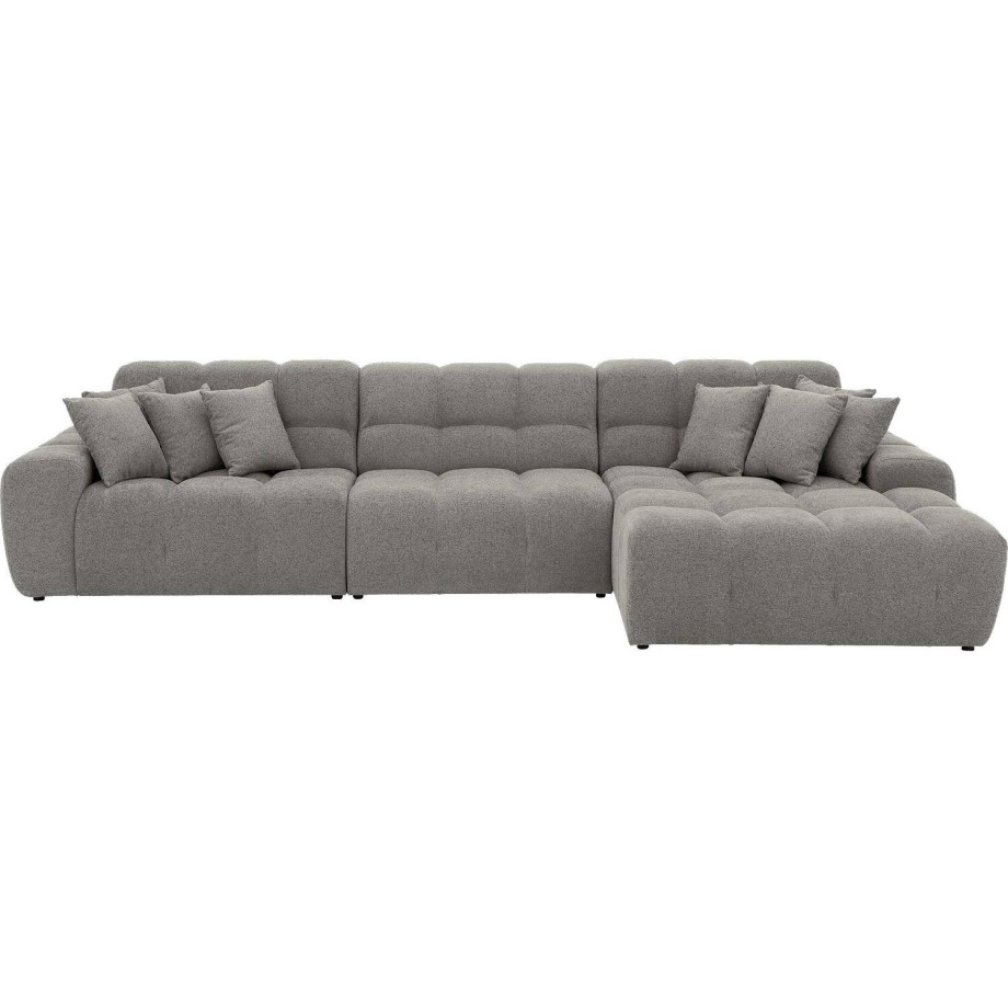 Goossens Excellent Bank Kubus - 30 X 30 Cm Stiksel grijs, stof, 1,5-zits, modern design met chaise longue rechts afbeelding 1