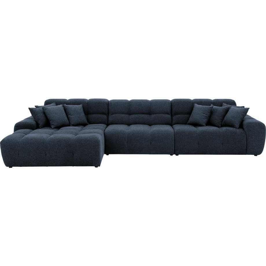 Goossens Excellent Bank Kubus - 30 X 30 Cm Stiksel zwart, stof, 1,5-zits, modern design met chaise longue links afbeelding 1