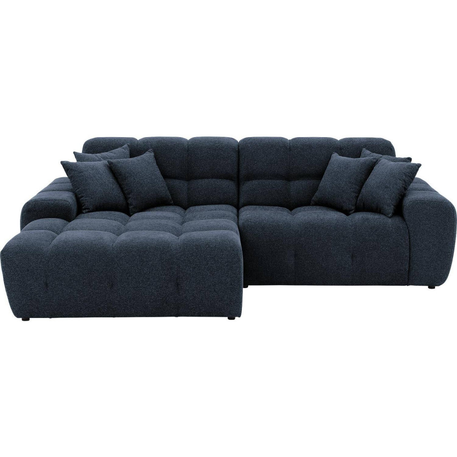 Goossens Excellent Bank Kubus - 30 X 30 Cm Stiksel zwart, stof, 1,5-zits, modern design met chaise longue links afbeelding 1