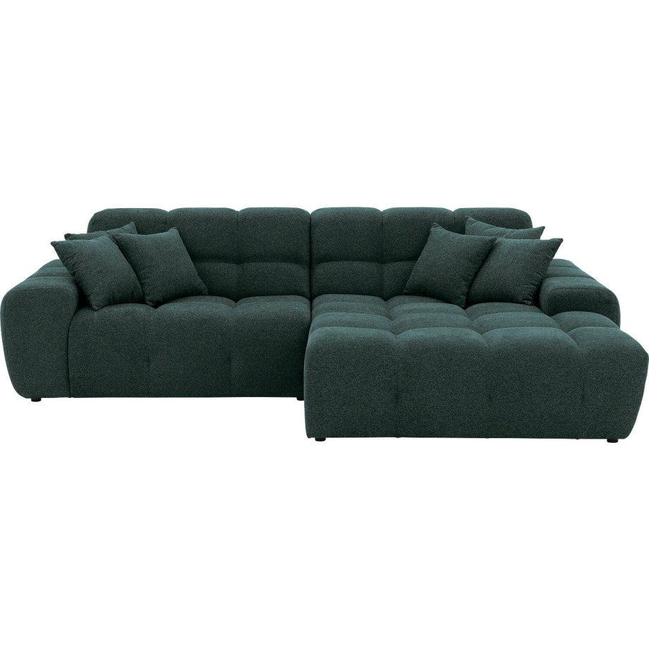 Goossens Excellent Bank Kubus - 40 X 40 Cm Stiksel blauw, stof, 1,5-zits, modern design met chaise longue rechts afbeelding 1