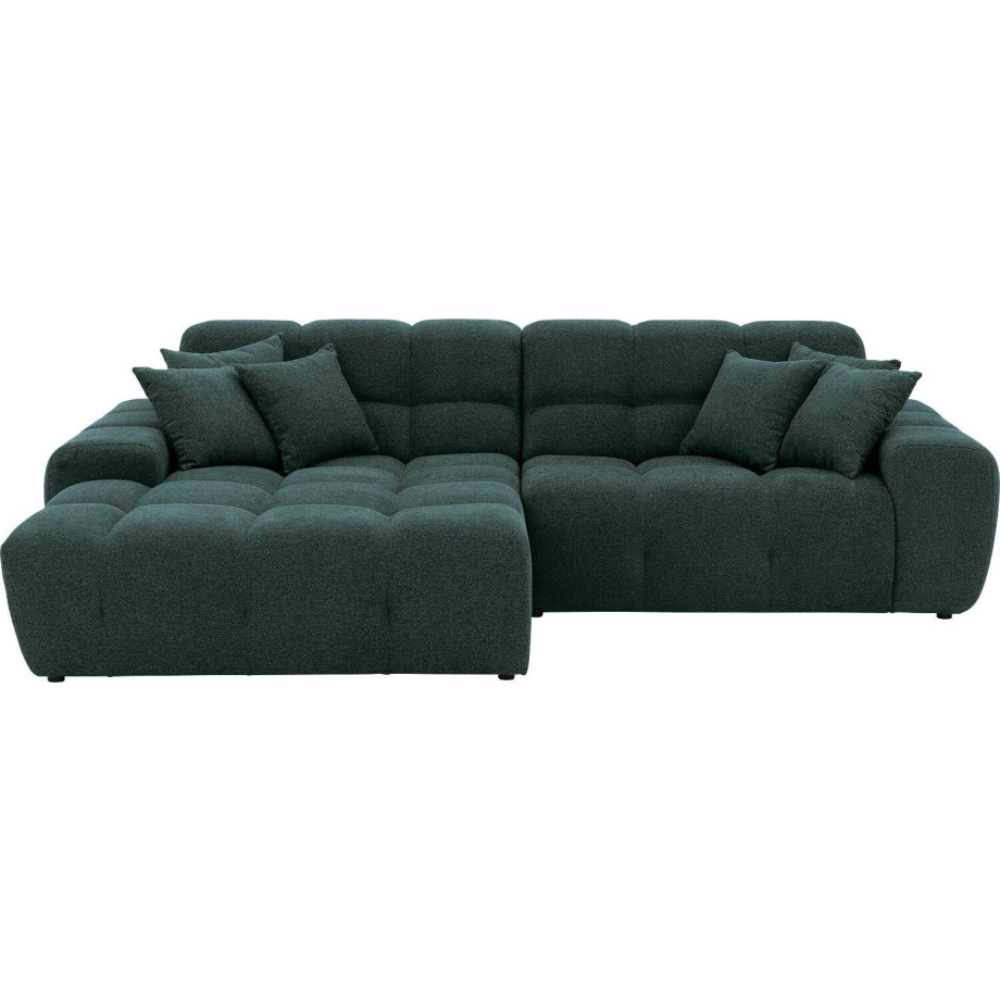 Goossens Excellent Bank Kubus - 40 X 40 Cm Stiksel blauw, stof, 1,5-zits, modern design met chaise longue links afbeelding 1