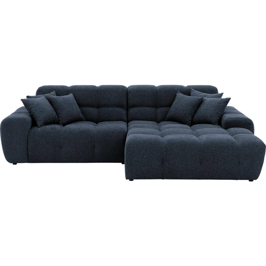 Goossens Excellent Bank Kubus - 40 X 40 Cm Stiksel zwart, stof, 1,5-zits, modern design met chaise longue rechts afbeelding 1