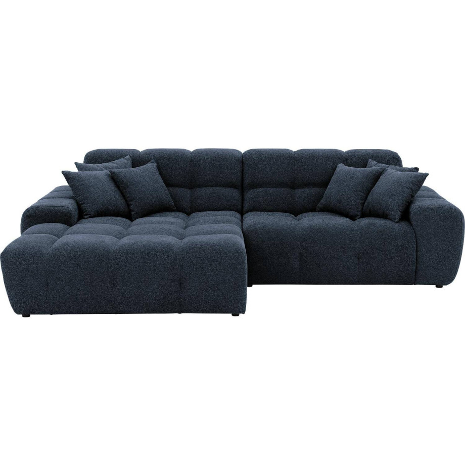 Goossens Excellent Bank Kubus - 40 X 40 Cm Stiksel zwart, stof, 1,5-zits, modern design met chaise longue links afbeelding 1