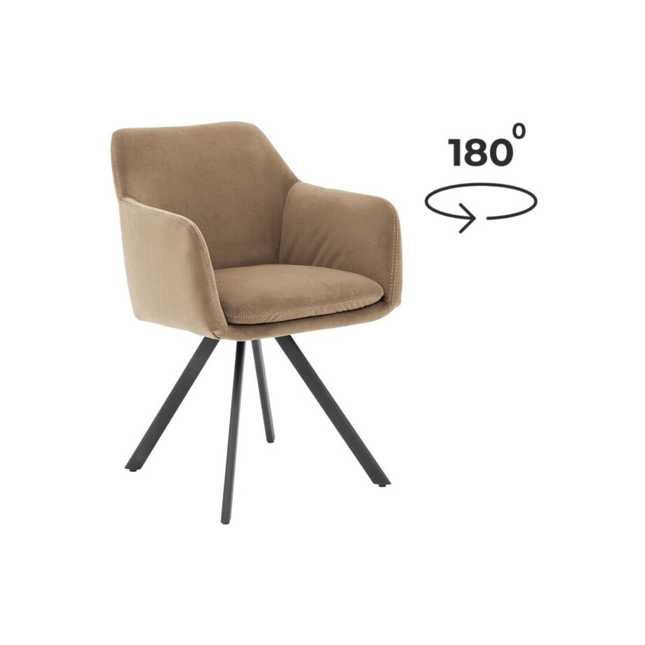 Goossens Excellent Eetkamerstoel Binn beige stof graden draaibaar met return functie met armleuning, stijlvol landelijk Goossens Excellent Eetkamerstoel Binn beige stof graden draaibaar met return functie met armleuning, stijlvol landelijk afbeelding 1