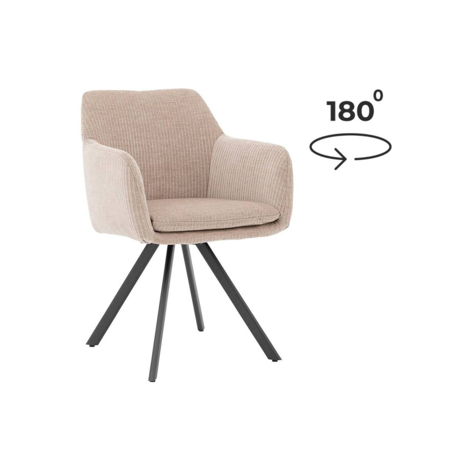 Goossens Excellent Eetkamerstoel Binn beige stof graden draaibaar met return functie met armleuning, stijlvol landelijk Goossens Excellent Eetkamerstoel Binn beige stof graden draaibaar met return functie met armleuning, stijlvol landelijk afbeelding 1