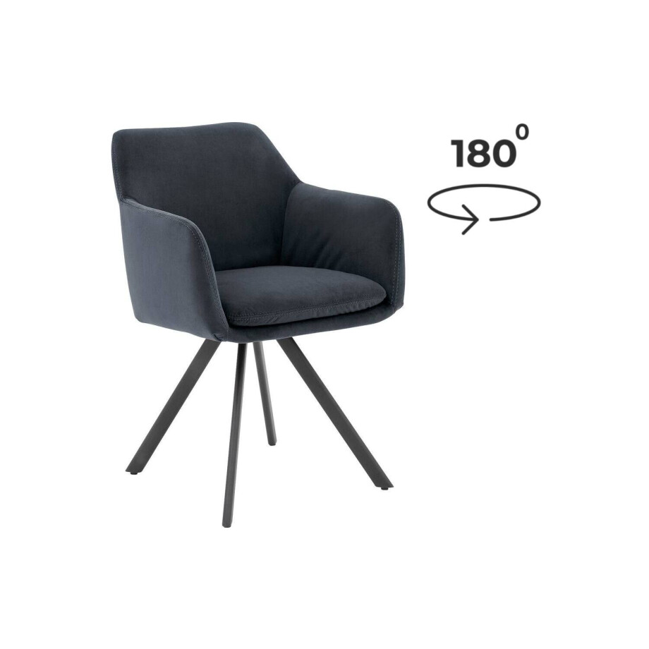 Goossens Excellent Eetkamerstoel Binn blauw stof graden draaibaar met return functie met armleuning, stijlvol landelijk Goossens Excellent Eetkamerstoel Binn blauw stof graden draaibaar met return functie met armleuning, stijlvol landelijk afbeelding 1