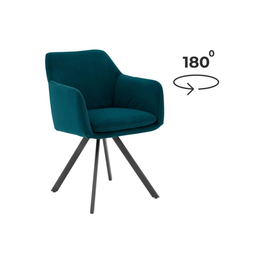 Goossens Excellent Eetkamerstoel Binn blauw stof graden draaibaar met return functie met armleuning, stijlvol landelijk Goossens Excellent Eetkamerstoel Binn blauw stof graden draaibaar met return functie met armleuning, stijlvol landelijk afbeelding 1