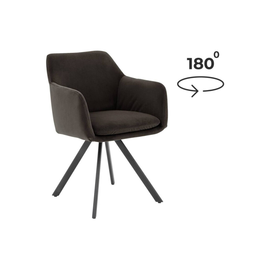 Goossens Excellent Eetkamerstoel Binn bruin stof graden draaibaar met return functie met armleuning, stijlvol landelijk Goossens Excellent Eetkamerstoel Binn bruin stof graden draaibaar met return functie met armleuning, stijlvol landelijk afbeelding 1