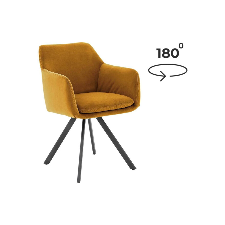 Goossens Excellent Eetkamerstoel Binn geel stof graden draaibaar met return functie met armleuning, stijlvol landelijk Goossens Excellent Eetkamerstoel Binn geel stof graden draaibaar met return functie met armleuning, stijlvol landelijk afbeelding 1