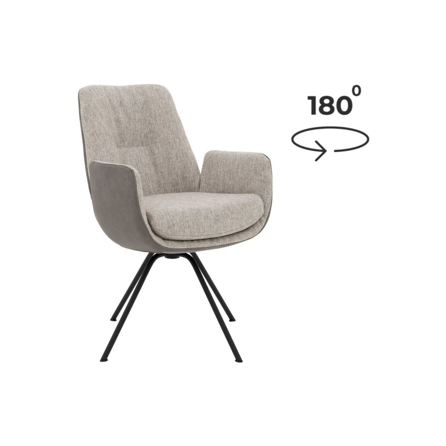 Goossens Excellent Eetkamerstoel Mabach lichtgrijs stof graden draaibaar met armleuning, stijlvol landelijk Goossens Excellent Eetkamerstoel Mabach lichtgrijs stof graden draaibaar met armleuning, stijlvol landelijk afbeelding 1