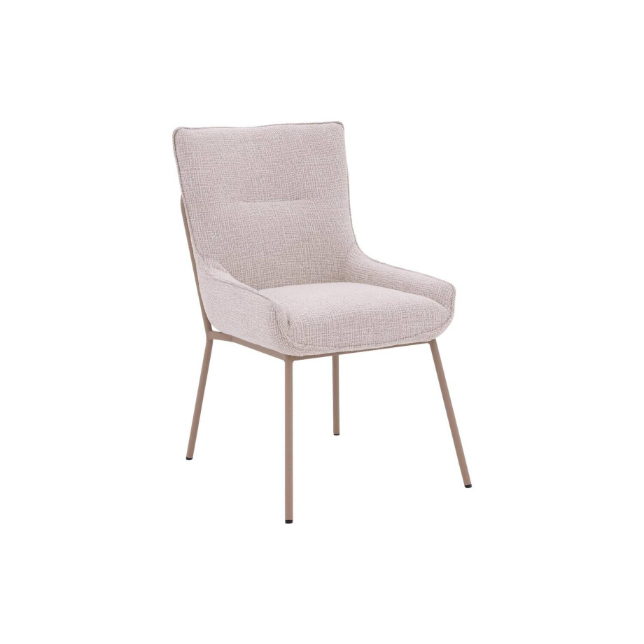 Goossens Excellent Eetkamerstoel Matteo beige stof leuning, elegant chic afbeelding 1