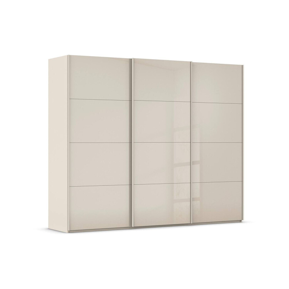 Goossens Excellent Kledingkast Finca Glans Glas, Slaapkamerkast 300 cm breed, 223 cm hoog, 3x 4 paneel glas schuifdeuren afbeelding 1