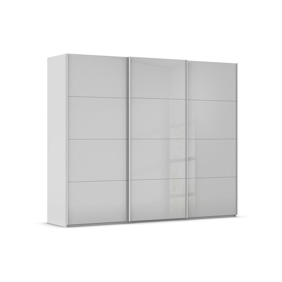 Goossens Excellent Kledingkast Finca Glans Glas, Slaapkamerkast 300 cm breed, 223 cm hoog, 3x 4 paneel glas schuifdeuren afbeelding 1