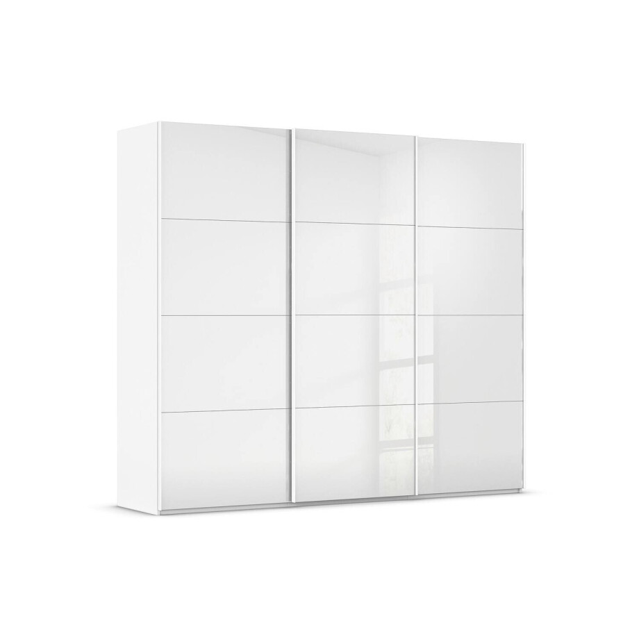 Goossens Excellent Kledingkast Finca Glans Glas, Slaapkamerkast 300 cm breed, 236 cm hoog, 3x 4 paneel glas schuifdeuren afbeelding 1