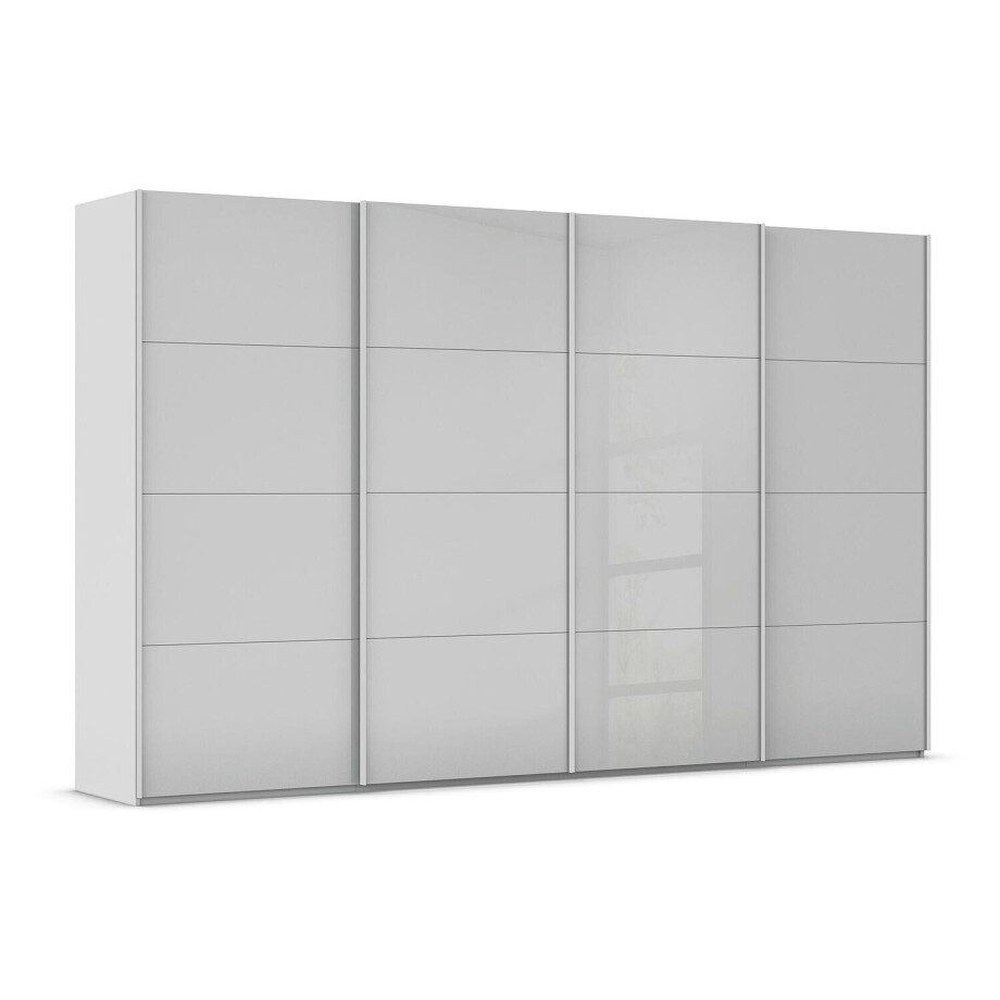 Goossens Excellent Kledingkast Finca Glans Glas, Slaapkamerkast 360 cm breed, 223 cm hoog, 4x 4 paneel glas schuifdeuren Goossens Excellent Kledingkast Finca Glans Glas, Slaapkamerkast 360 cm breed, 223 cm hoog, 4x 4 paneel glas schuifdeuren afbeelding 1