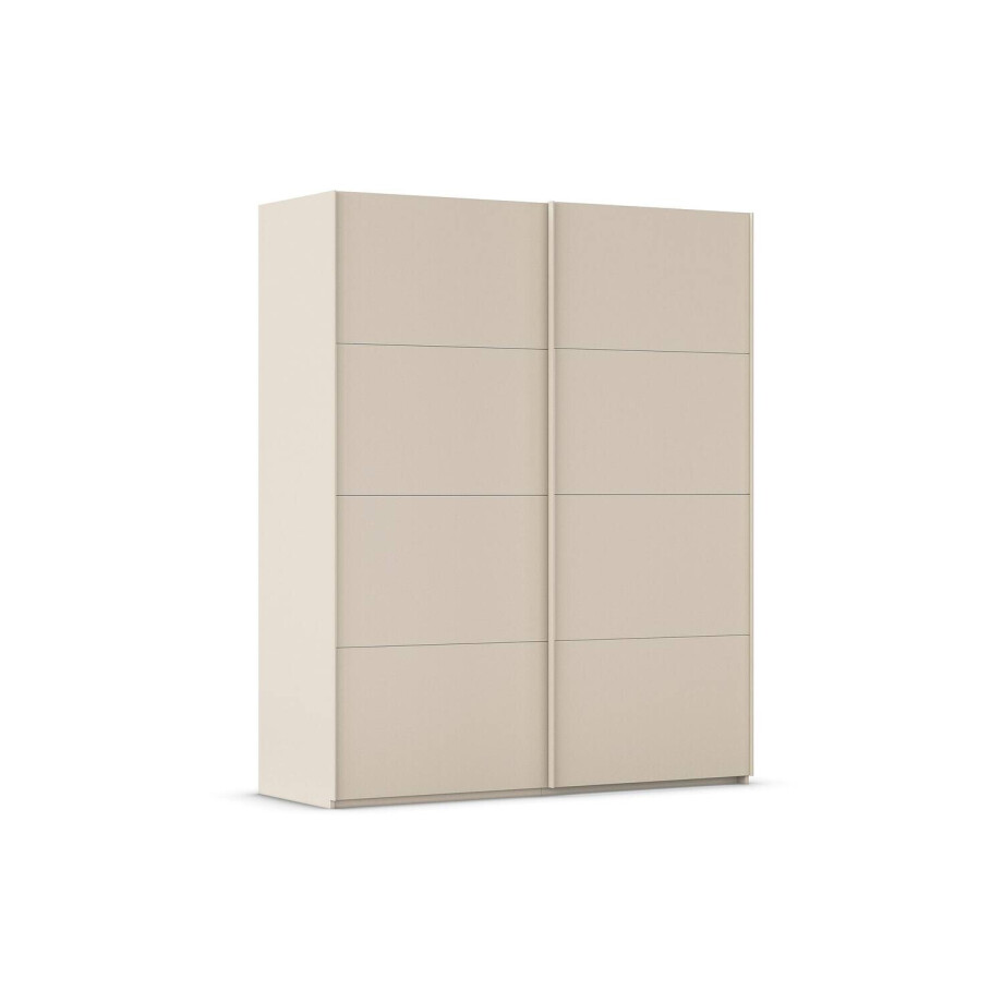 Goossens Excellent Kledingkast Finca Mat Glas, Slaapkamerkast 180 cm breed, 223 cm hoog, 2x 4 paneel glas schuifdeuren afbeelding 1