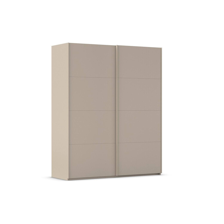 Goossens Excellent Kledingkast Finca Mat Glas, Slaapkamerkast 180 cm breed, 223 cm hoog, 2x 4 paneel glas schuifdeuren afbeelding 1