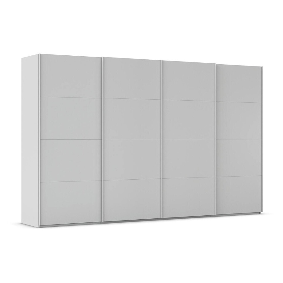 Goossens Excellent Kledingkast Finca Mat Glas, Slaapkamerkast 400 cm breed, 223 cm hoog, 4x 4 paneel glas schuifdeuren afbeelding 1