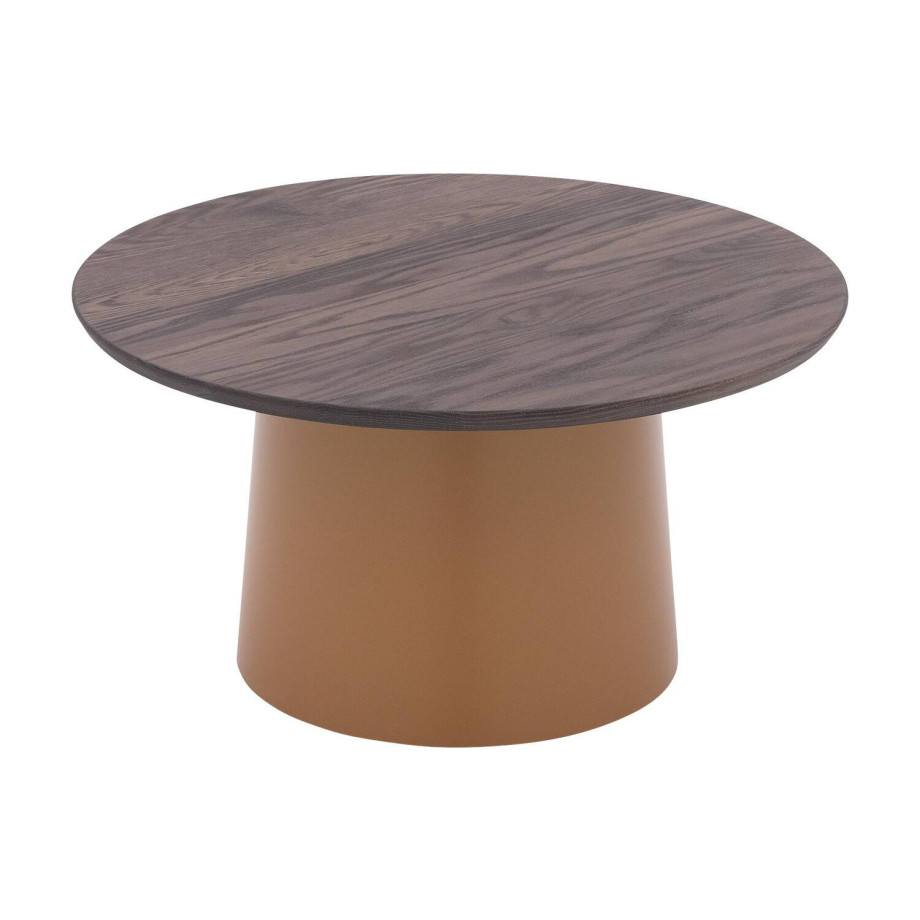 Goossens Excellent Salontafel Uniek rond, hout eiken donker bruin, elegant chic, 70 x 37 x 70 cm afbeelding 1